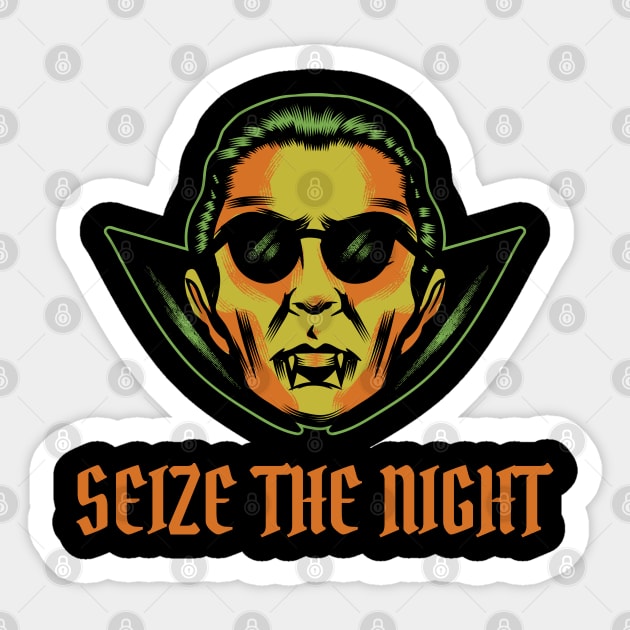 Seize The Night! Carpe Noctem! Funny Vampire Sticker by Johan13